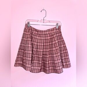 Shein Pink and Black Plaid Mini Skirt